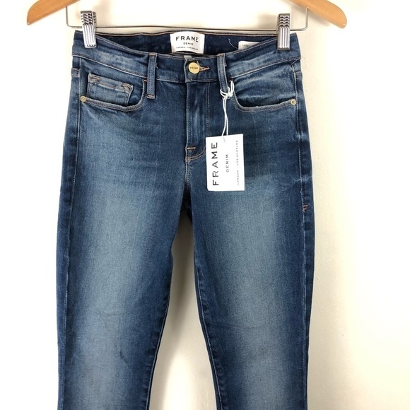 Frame Denim Blue Le Skinny Jeanne Raw Hem Jeans 24 - Picture 8 of 8